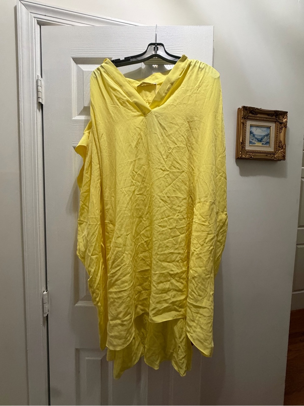 NWT New Vanessa Bruno 100% Silk Yellow V-Neck Women’s Tunic Dress M / L Large